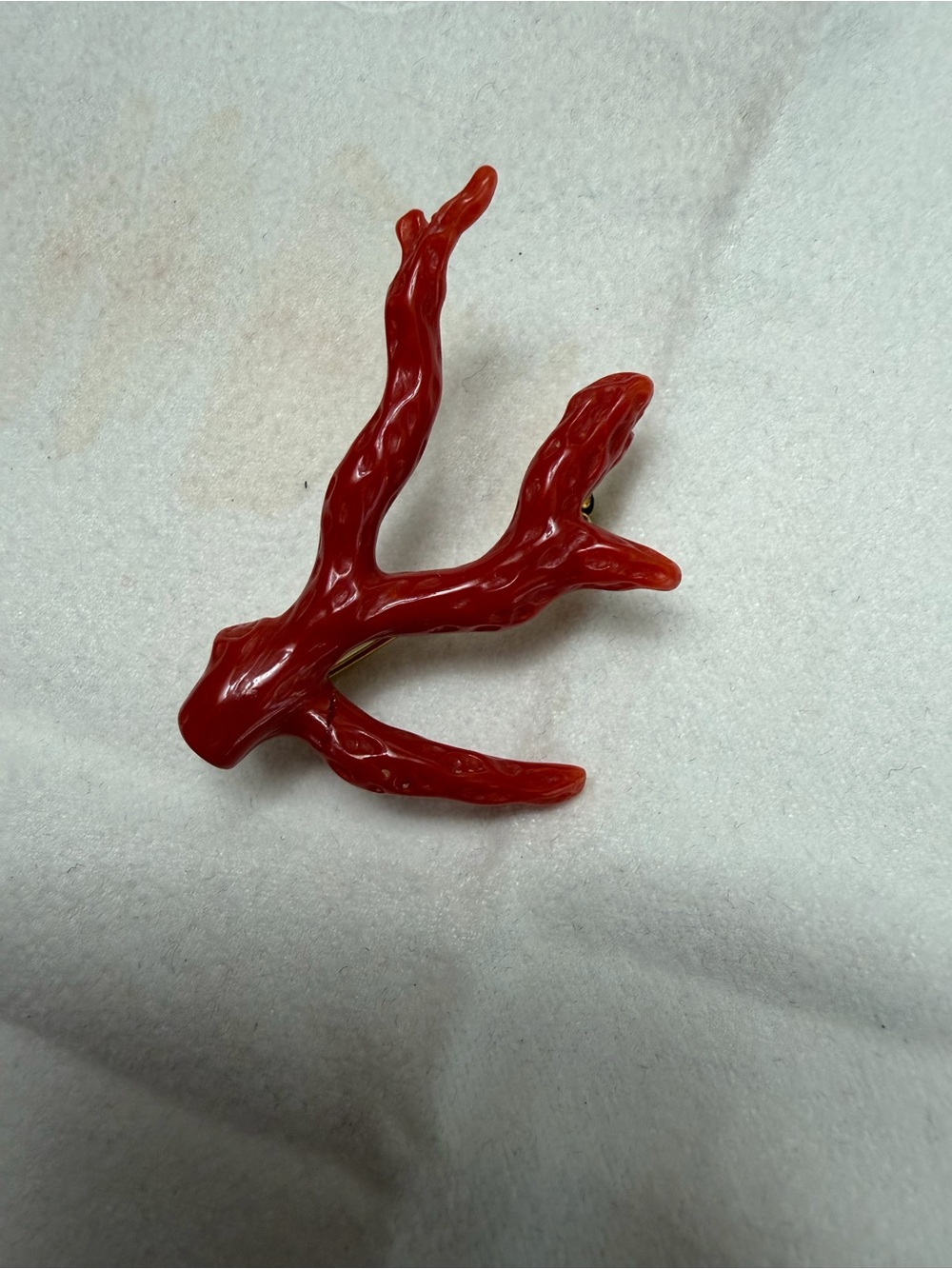 Red Coral Branch Brooch - Statement Pin  18 K yellow gold , from Italy 🇮🇹